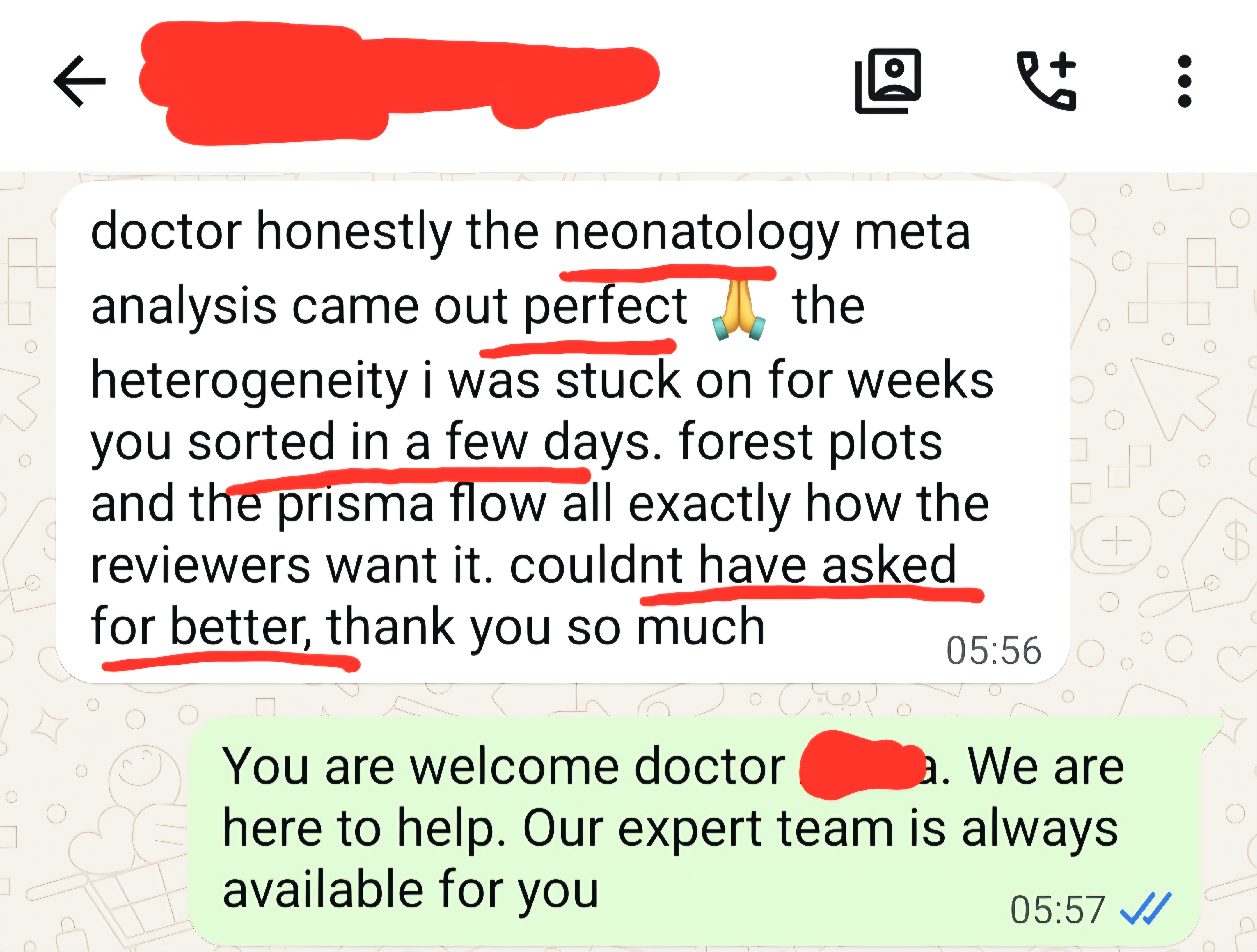 Doctor testimonial for Endromeda Consulting