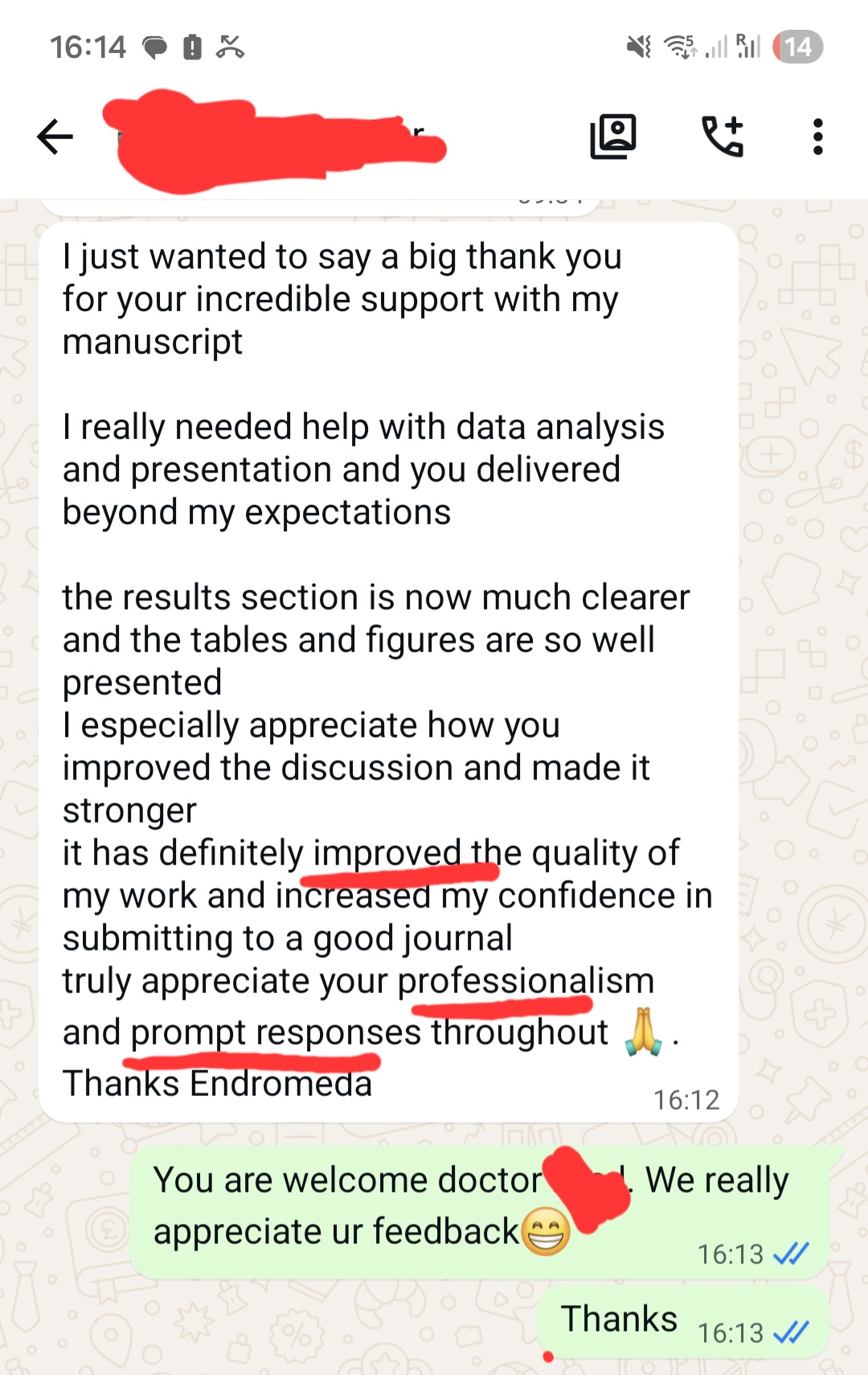 Doctor testimonial for Endromeda Consulting